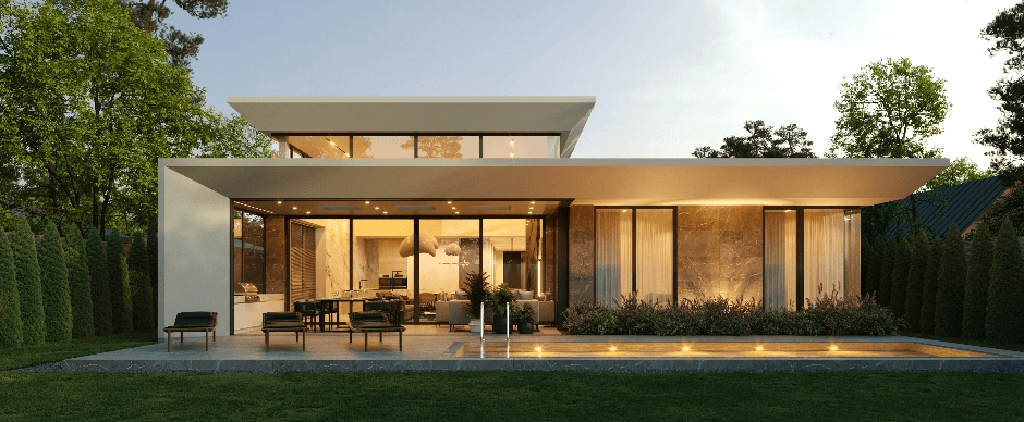 Residential home at dusk